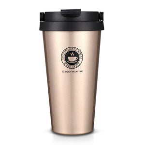 Stainless Steel Coffee Cup With Wide Mouth and Leak Proof Lid